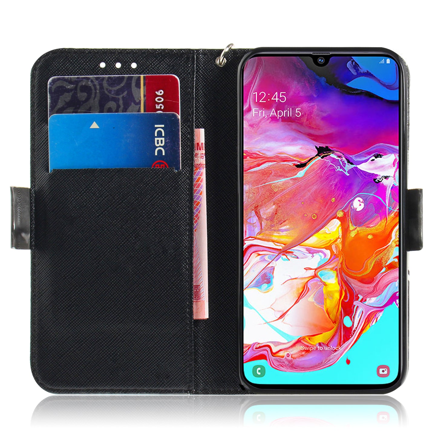 Pattern Printing Light Spot Decor Leather Wallet Case for Samsung Galaxy A70