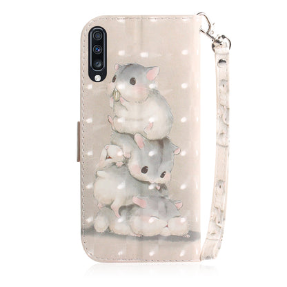 Pattern Printing Light Spot Decor Leather Wallet Case for Samsung Galaxy A70