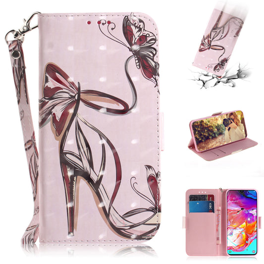 Pattern Printing Light Spot Decor Leather Wallet Case for Samsung Galaxy A70