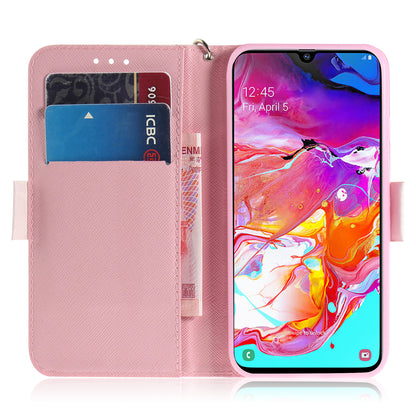 Pattern Printing Light Spot Decor Leather Wallet Case for Samsung Galaxy A70