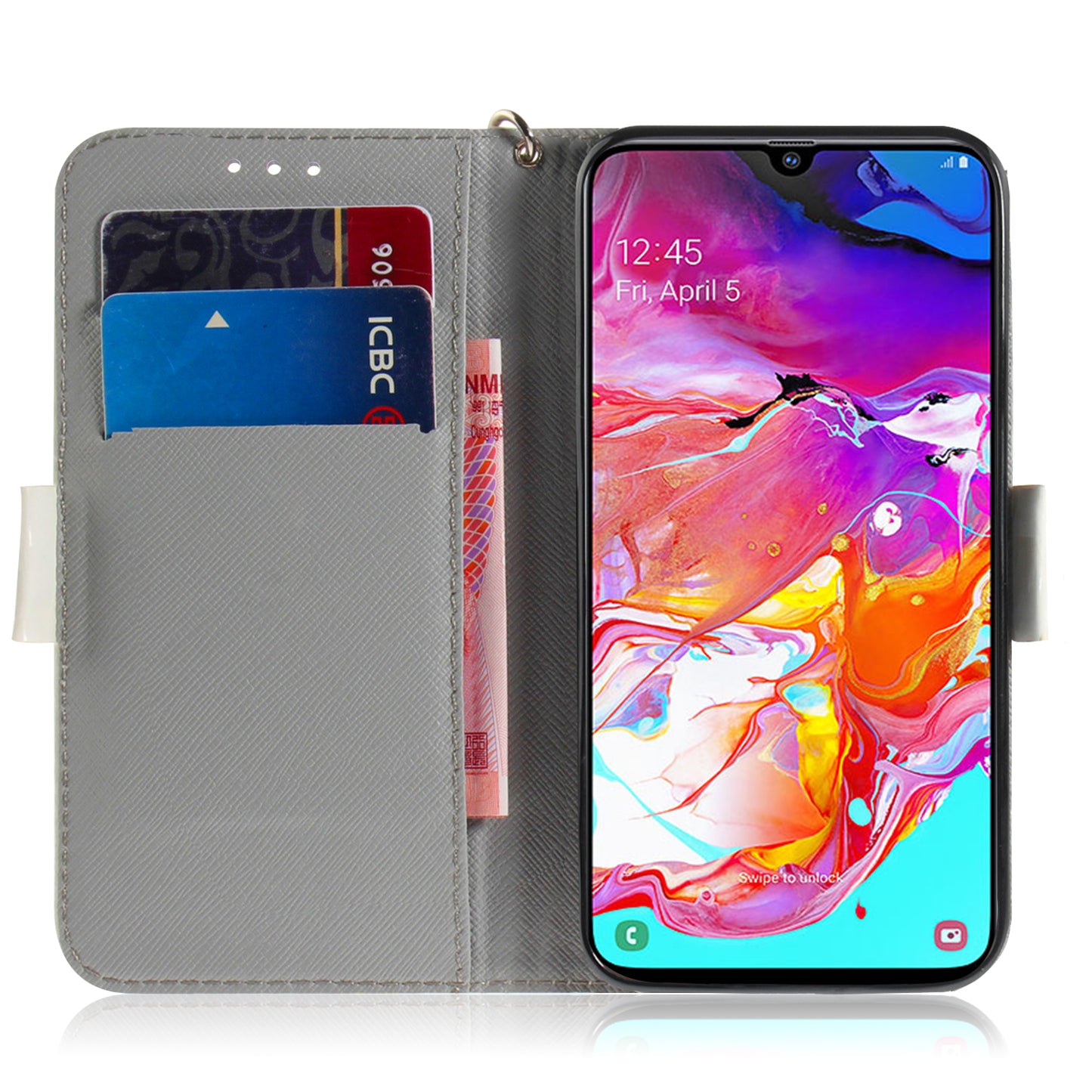 Pattern Printing Light Spot Decor Leather Wallet Case for Samsung Galaxy A70