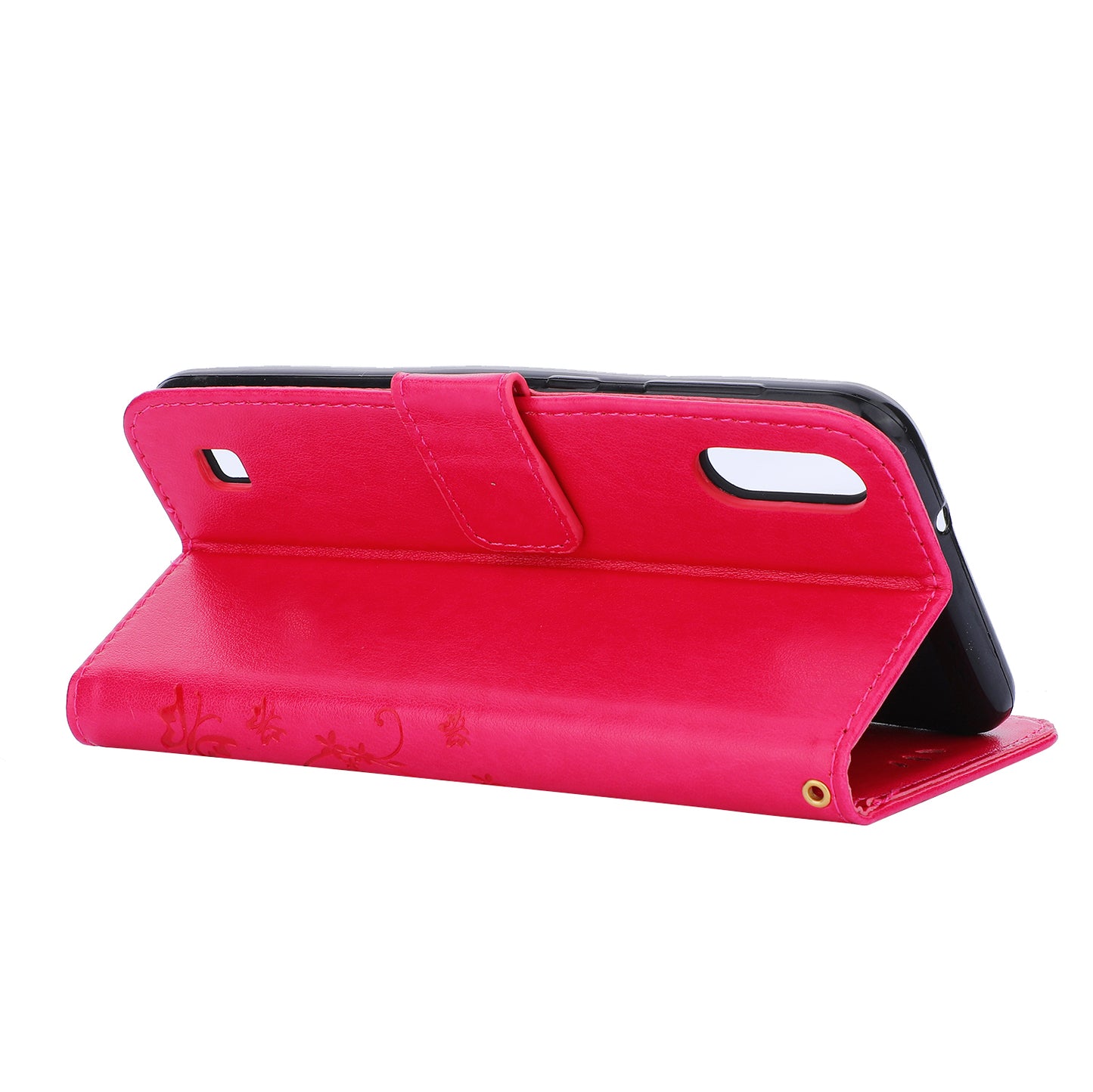 Imprint Butterfly Flower Leather Wallet Case for Samsung Galaxy A10