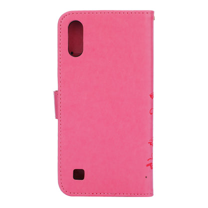 Imprint Butterfly Flower Leather Wallet Case for Samsung Galaxy A10