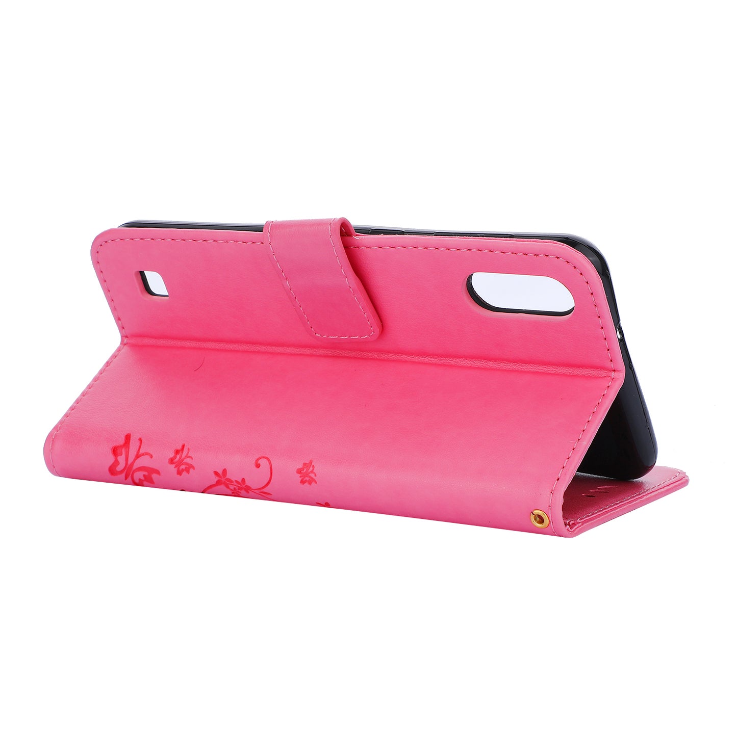 Imprint Butterfly Flower Leather Wallet Case for Samsung Galaxy A10
