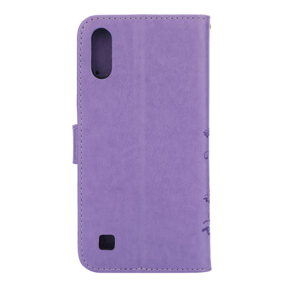 Imprint Butterfly Flower Leather Wallet Case for Samsung Galaxy A10