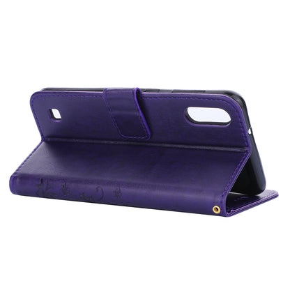 Imprint Butterfly Flower Leather Wallet Case for Samsung Galaxy A10