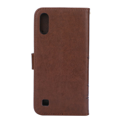 Imprint Butterfly Flower Leather Wallet Case for Samsung Galaxy A10