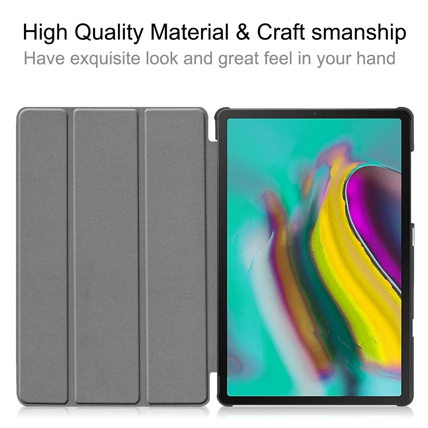 Slim Lightweight Stable Tri-fold Stand Stand PU Leather Protective Full Body Cover for Samsung Galaxy Tab S5e SM-T720 Protective Tablet Cover