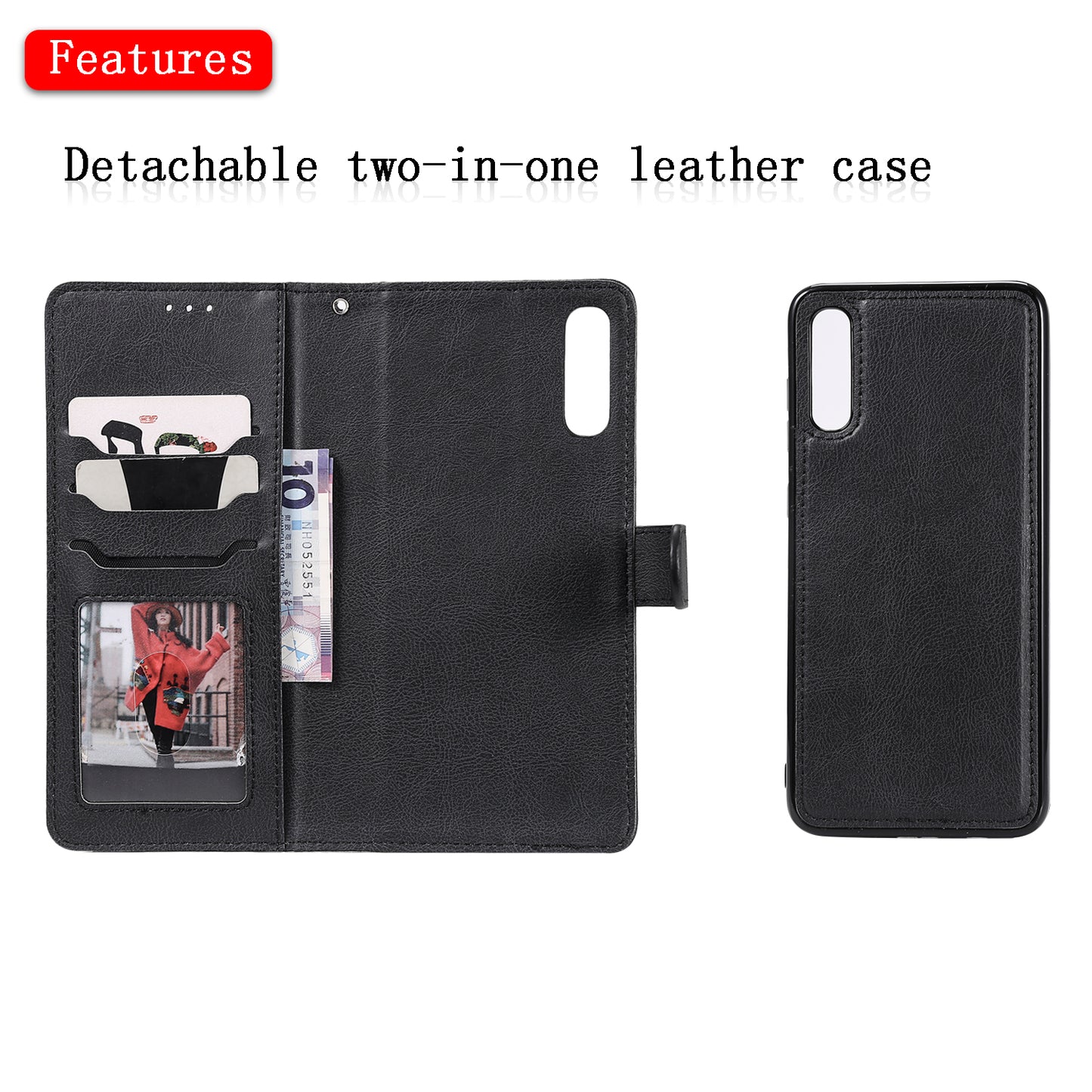 Magnetic KT Leather Series-3 Detachable 2-in-1 Wallet Leather Stand Case for Samsung Galaxy A70
