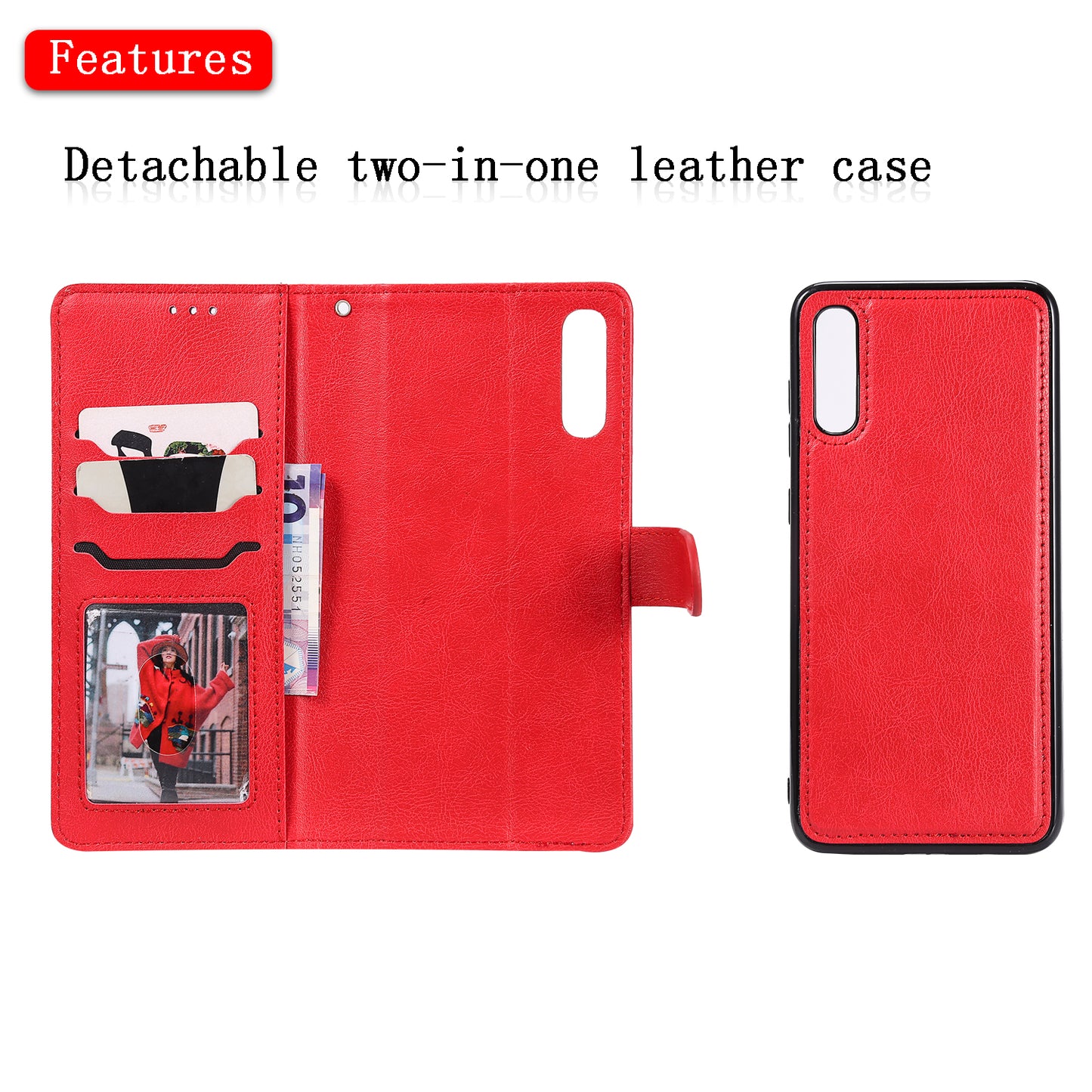 Magnetic KT Leather Series-3 Detachable 2-in-1 Wallet Leather Stand Case for Samsung Galaxy A70