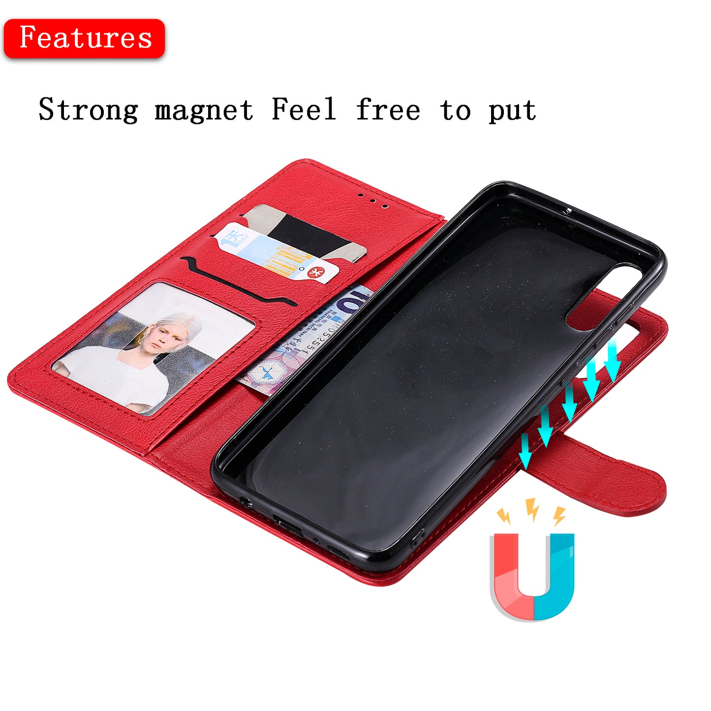 Magnetic KT Leather Series-3 Detachable 2-in-1 Wallet Leather Stand Case for Samsung Galaxy A70