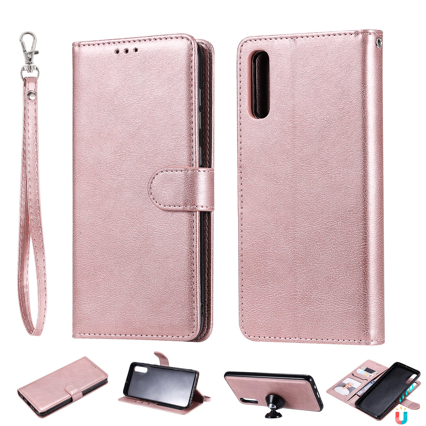 Magnetic KT Leather Series-3 Detachable 2-in-1 Wallet Leather Stand Case for Samsung Galaxy A70