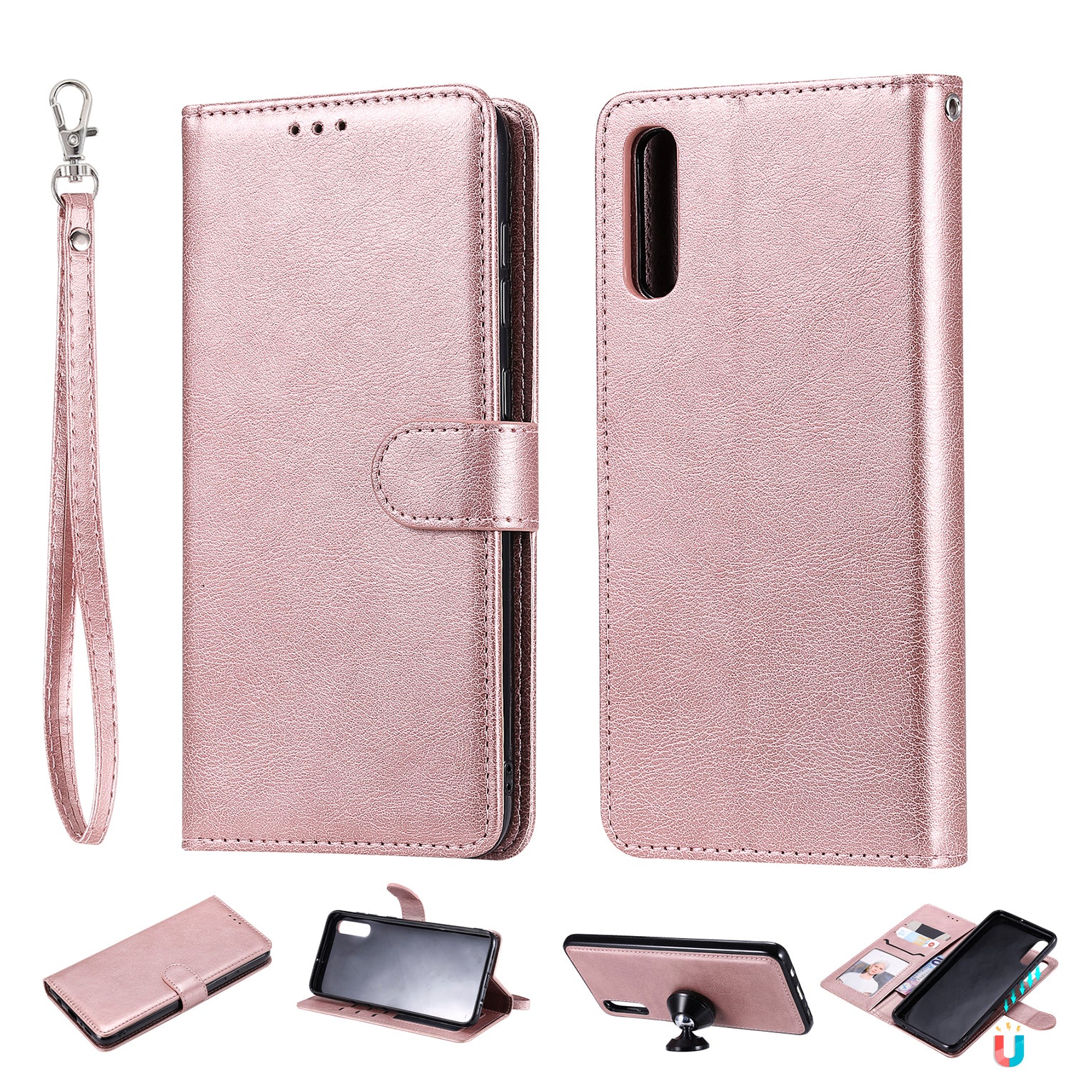 Magnetic KT Leather Series-3 Detachable 2-in-1 Wallet Leather Stand Case for Samsung Galaxy A70