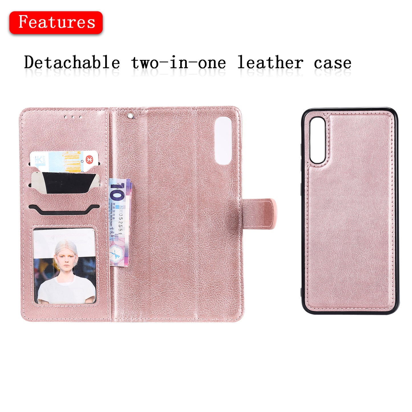 Magnetic KT Leather Series-3 Detachable 2-in-1 Wallet Leather Stand Case for Samsung Galaxy A70