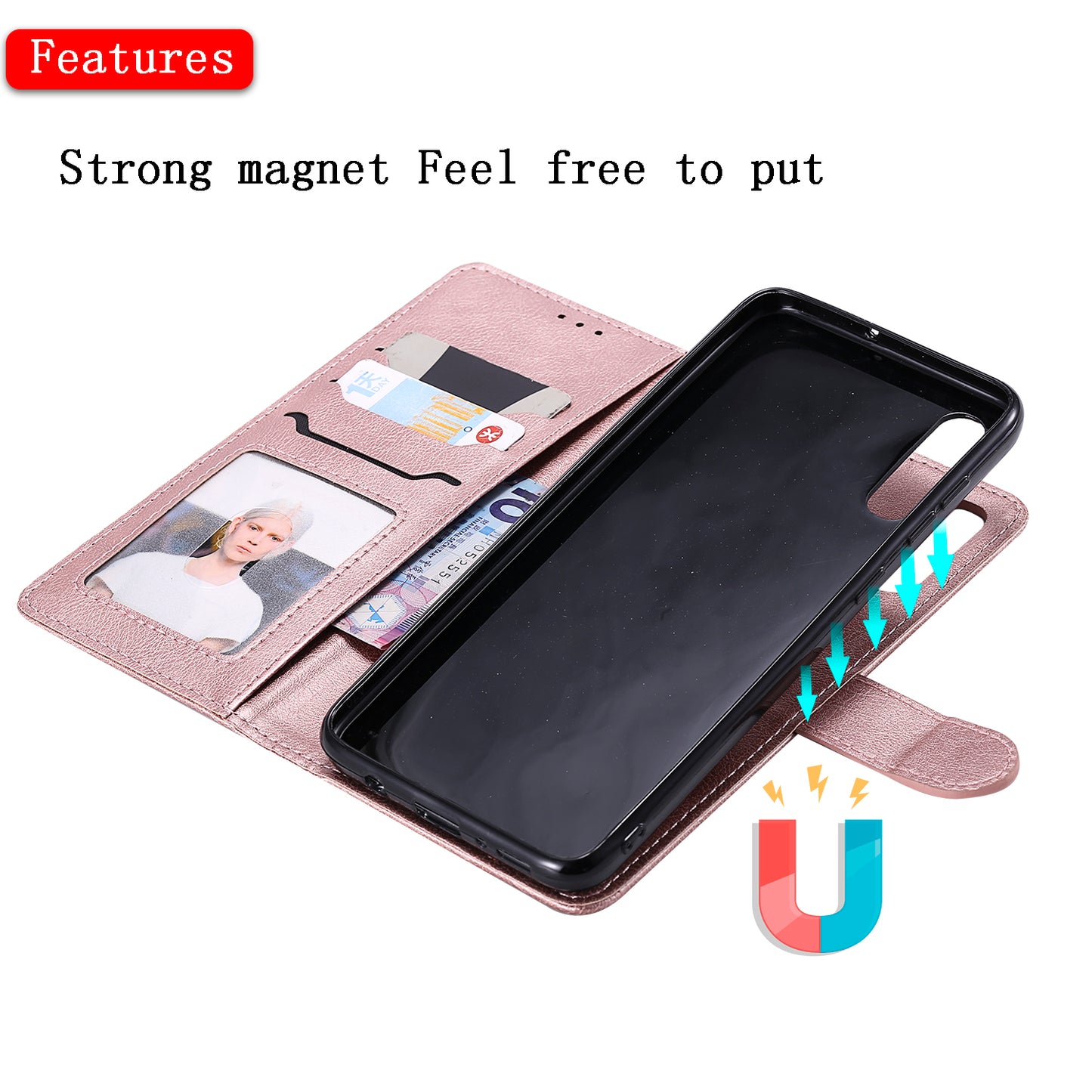 Magnetic KT Leather Series-3 Detachable 2-in-1 Wallet Leather Stand Case for Samsung Galaxy A70