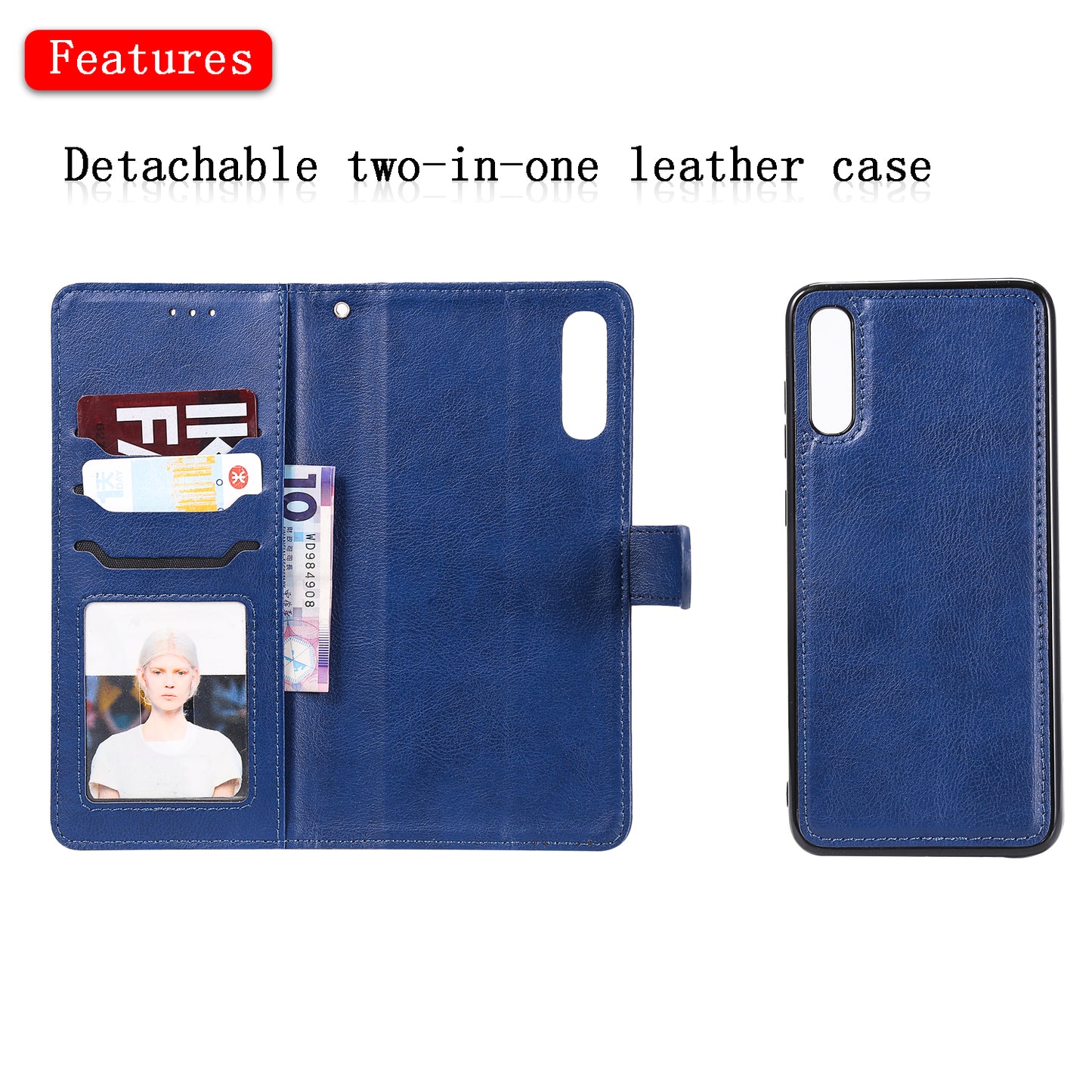 Magnetic KT Leather Series-3 Detachable 2-in-1 Wallet Leather Stand Case for Samsung Galaxy A70