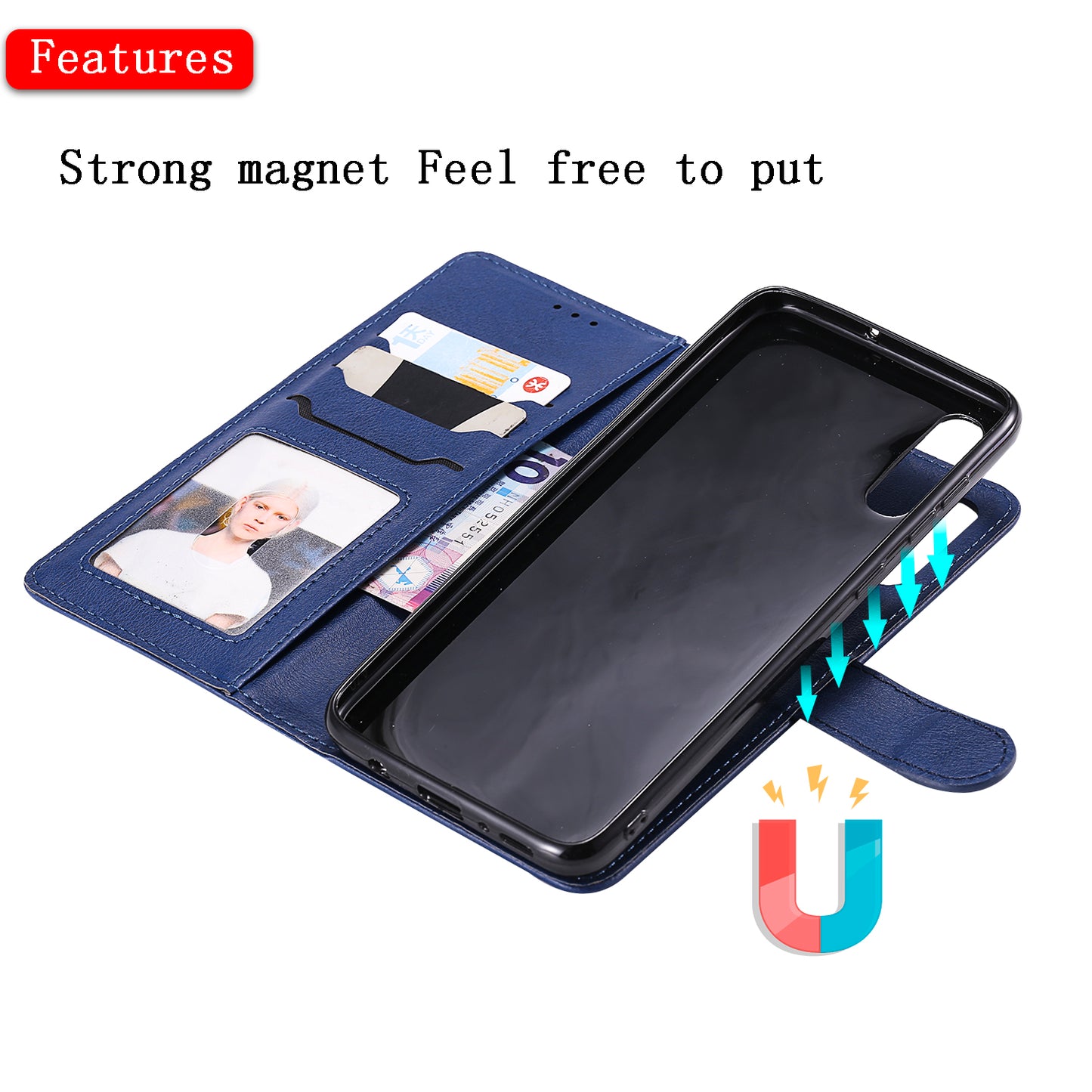 Magnetic KT Leather Series-3 Detachable 2-in-1 Wallet Leather Stand Case for Samsung Galaxy A70