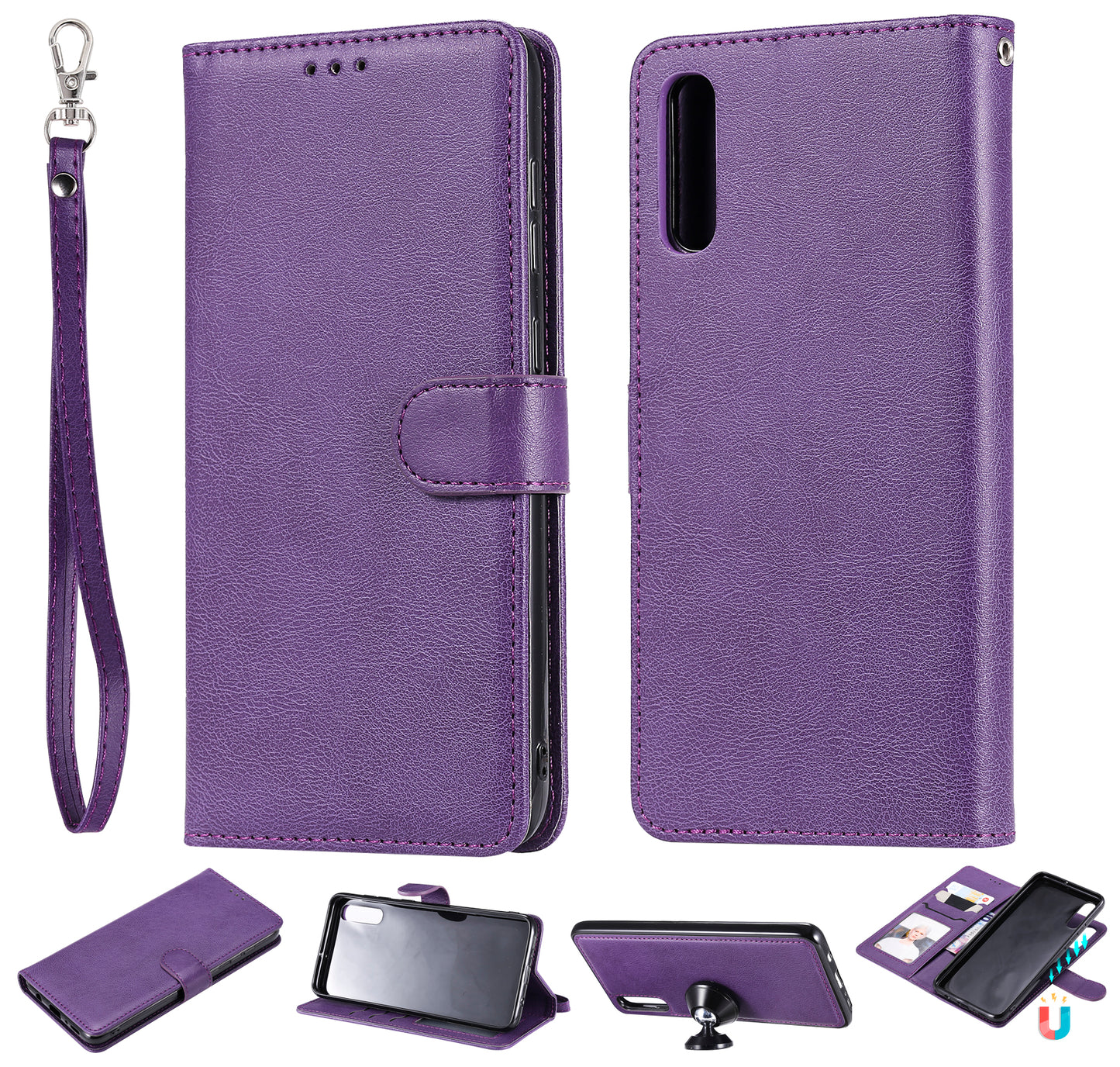 Magnetic KT Leather Series-3 Detachable 2-in-1 Wallet Leather Stand Case for Samsung Galaxy A70