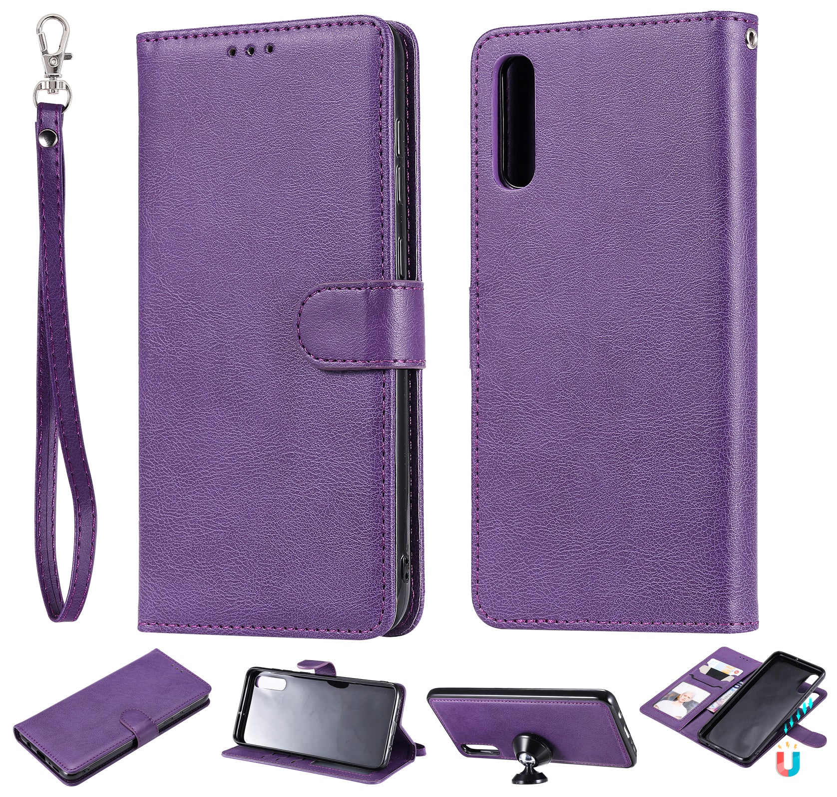 Magnetic KT Leather Series-3 Detachable 2-in-1 Wallet Leather Stand Case for Samsung Galaxy A70