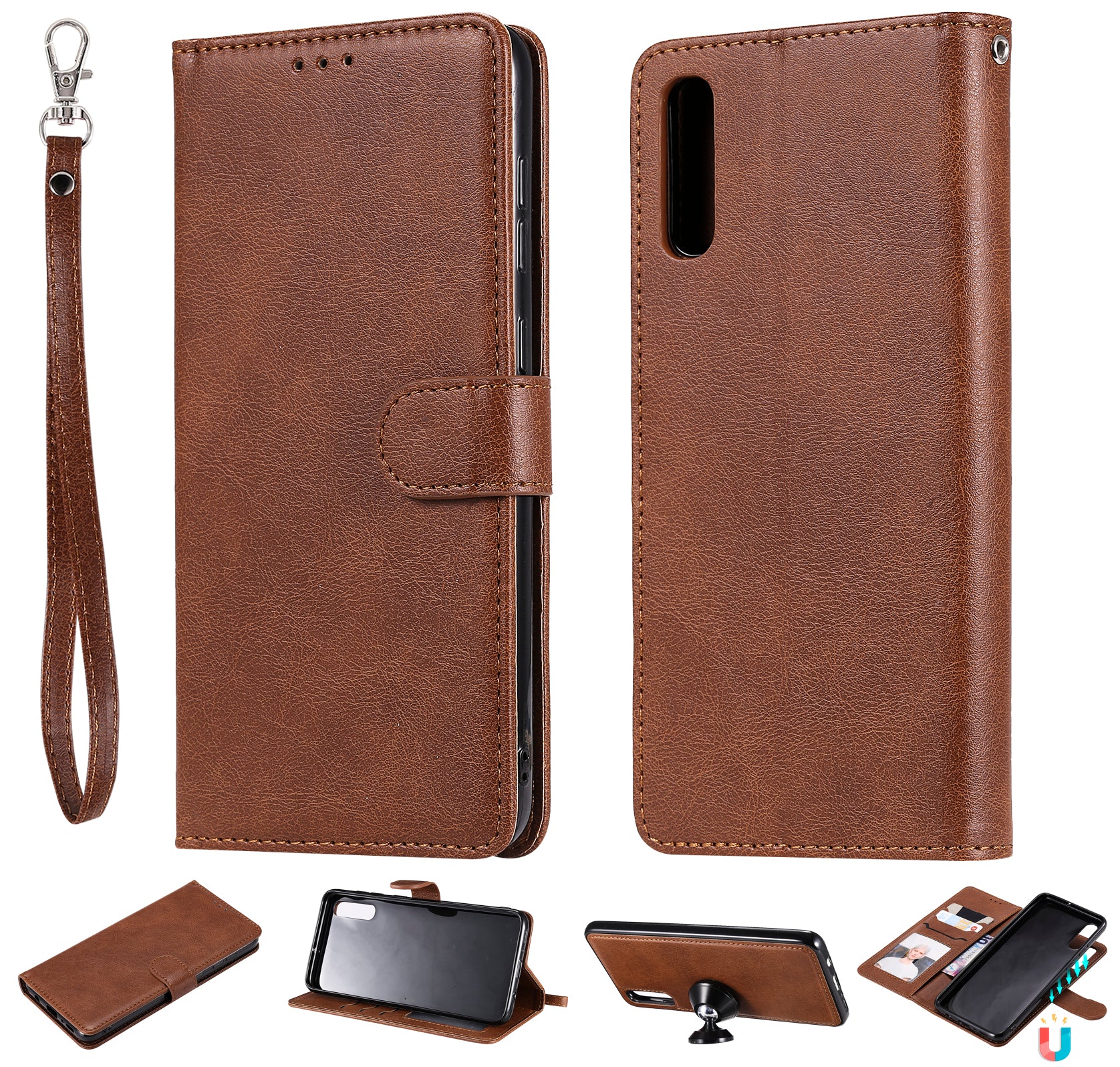 Magnetic KT Leather Series-3 Detachable 2-in-1 Wallet Leather Stand Case for Samsung Galaxy A70