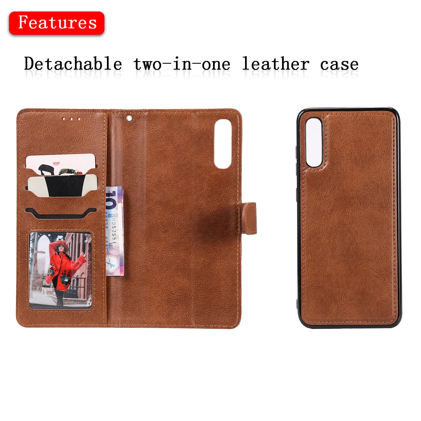 Magnetic KT Leather Series-3 Detachable 2-in-1 Wallet Leather Stand Case for Samsung Galaxy A70