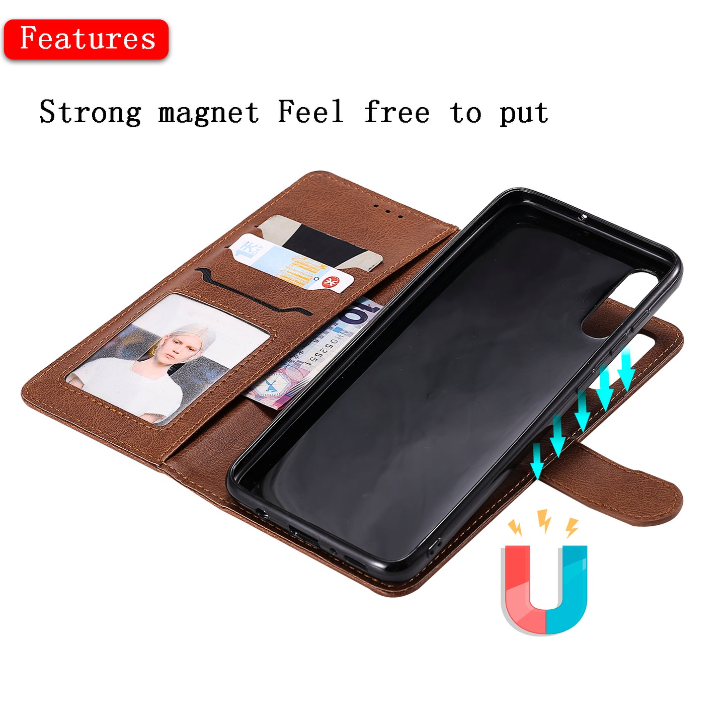 Magnetic KT Leather Series-3 Detachable 2-in-1 Wallet Leather Stand Case for Samsung Galaxy A70