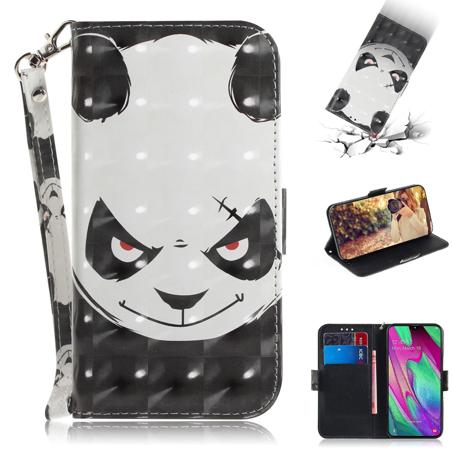 Pattern Printing Light Spot Decor Leather Protection Case for Samsung Galaxy A40