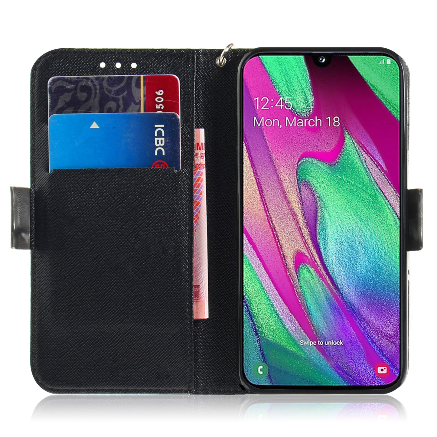 Pattern Printing Light Spot Decor Leather Protection Case for Samsung Galaxy A40