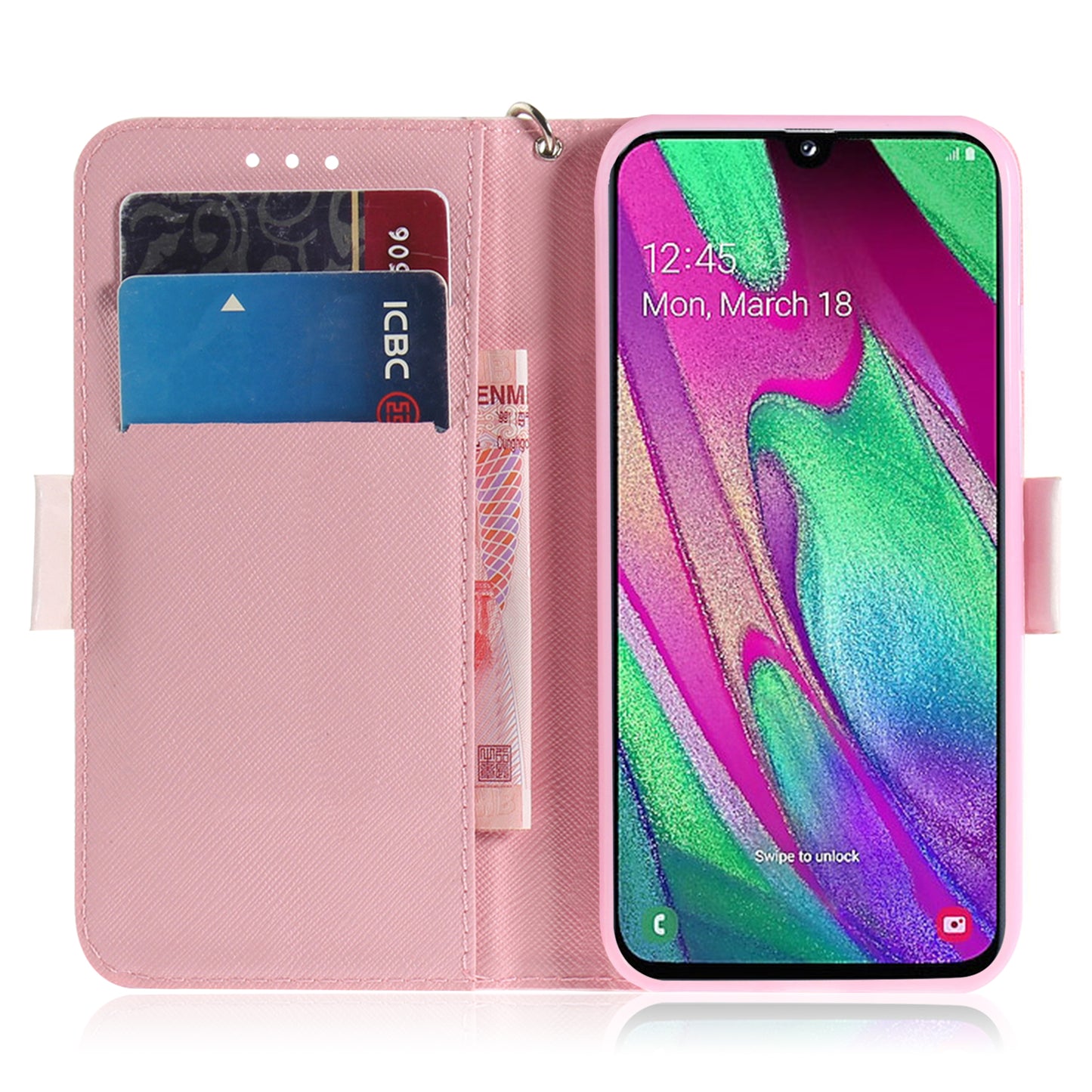 Pattern Printing Light Spot Decor Leather Protection Case for Samsung Galaxy A40