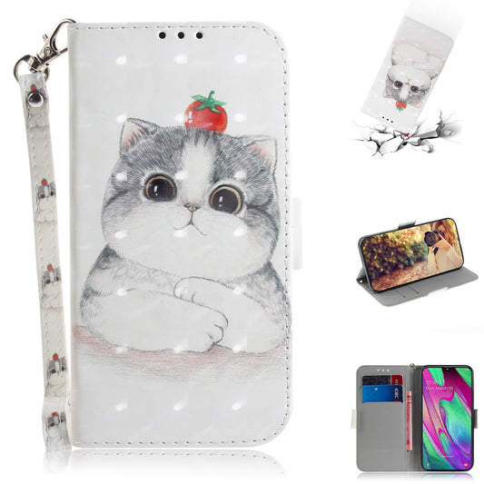 Pattern Printing Light Spot Decor Leather Protection Case for Samsung Galaxy A40