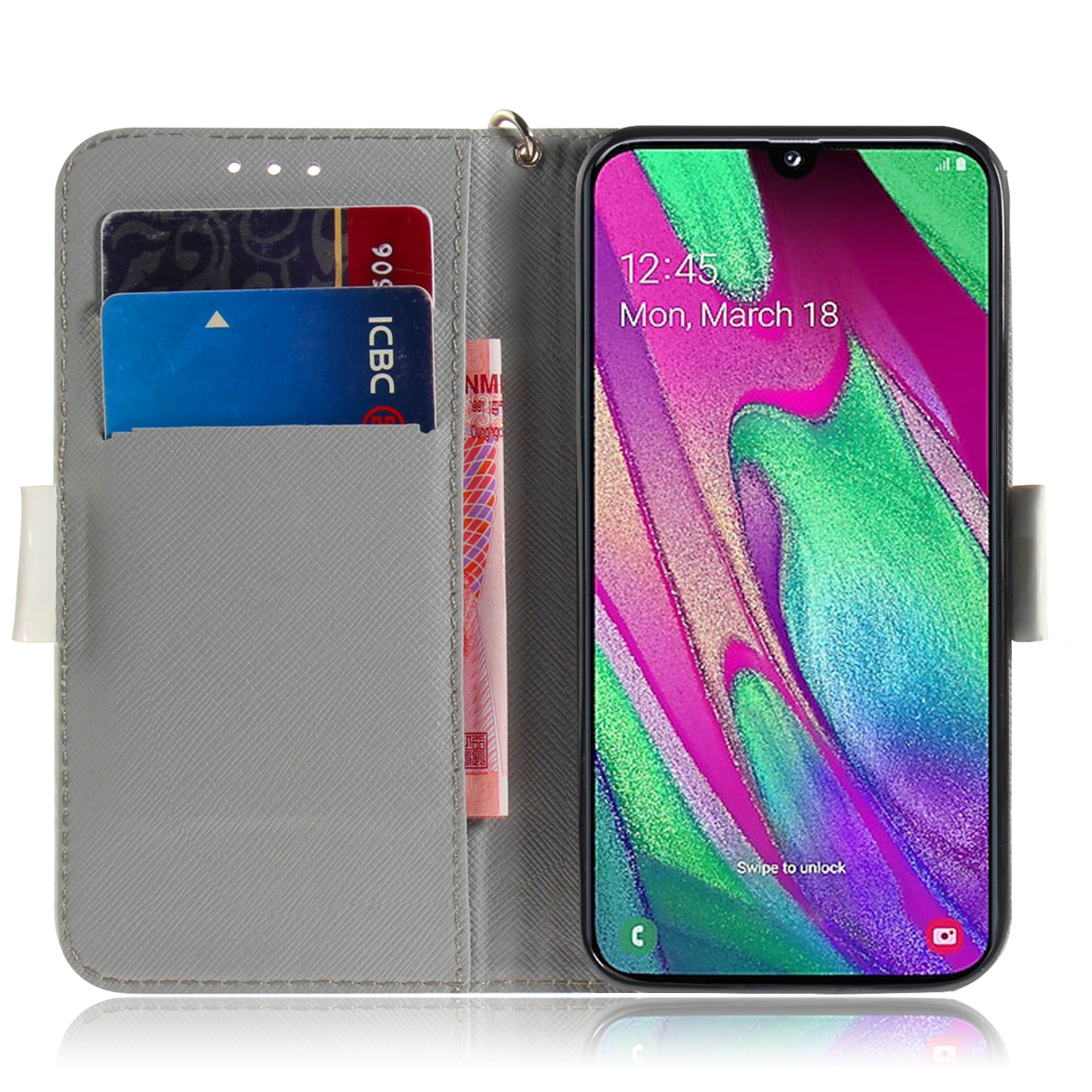 Pattern Printing Light Spot Decor Leather Protection Case for Samsung Galaxy A40