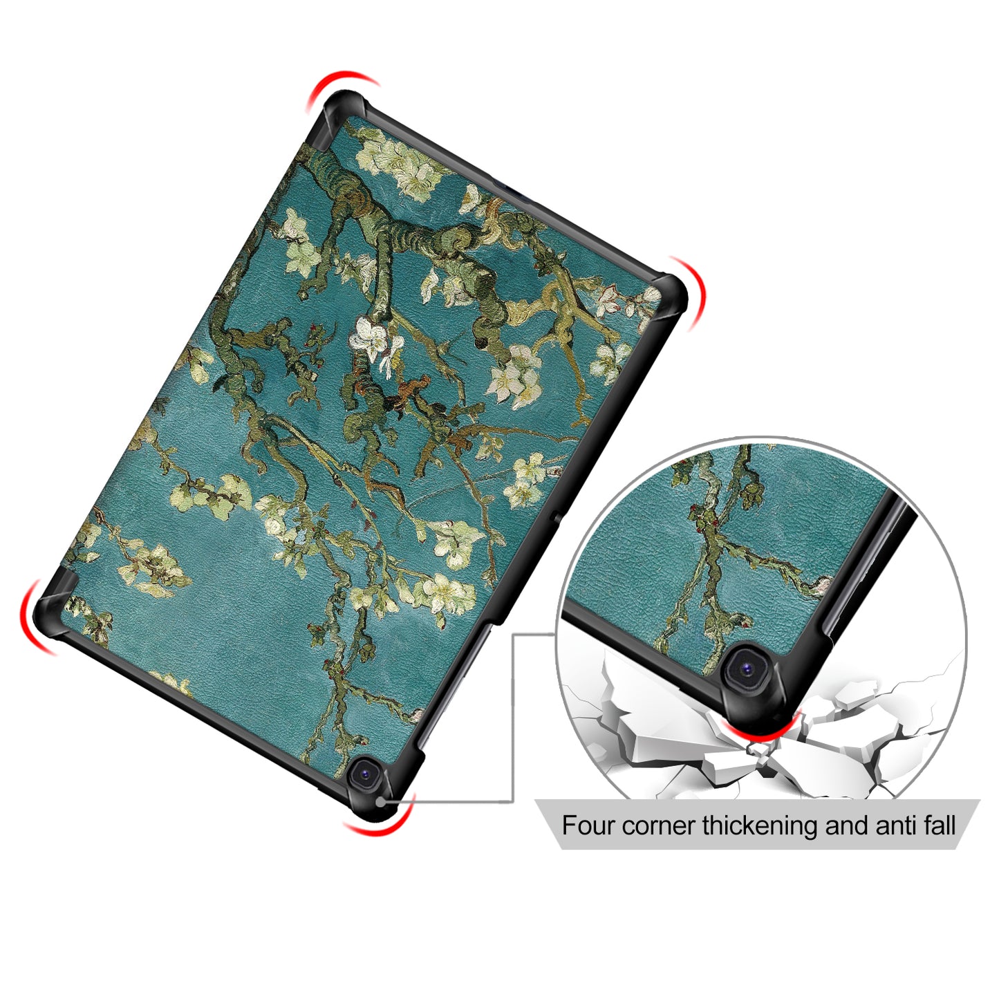 PU Leather Smart Case for Samsung Galaxy Tab S5e SM-T720/SM-T725 Pattern Printing Tri-fold Stand Tablet Cover