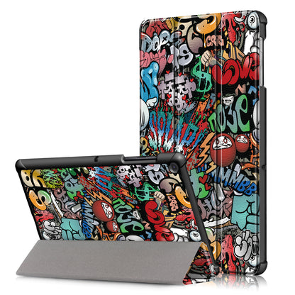 PU Leather Smart Case for Samsung Galaxy Tab S5e SM-T720/SM-T725 Pattern Printing Tri-fold Stand Tablet Cover