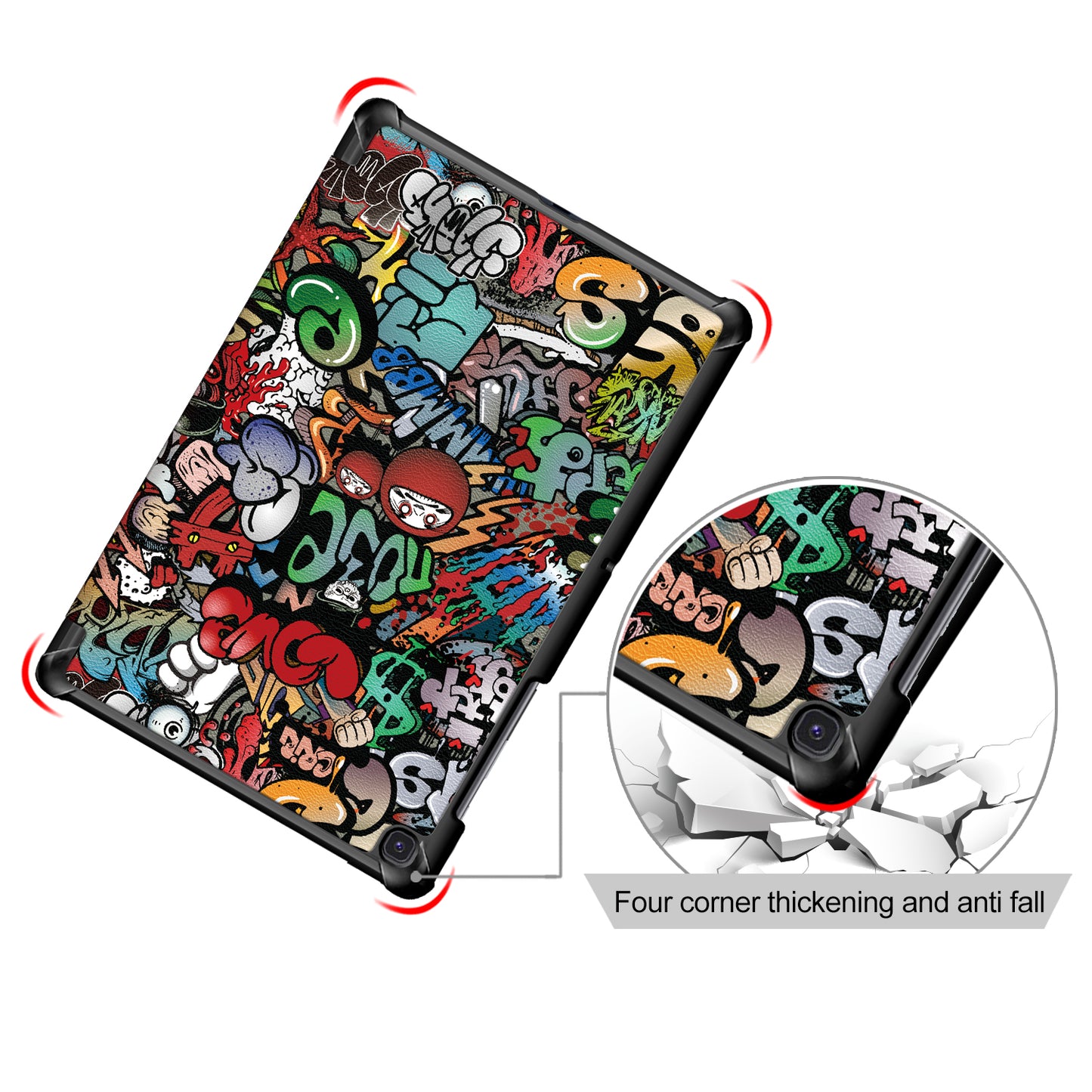 PU Leather Smart Case for Samsung Galaxy Tab S5e SM-T720/SM-T725 Pattern Printing Tri-fold Stand Tablet Cover