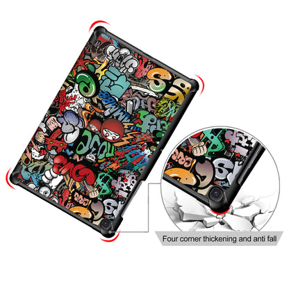 PU Leather Smart Case for Samsung Galaxy Tab S5e SM-T720/SM-T725 Pattern Printing Tri-fold Stand Tablet Cover