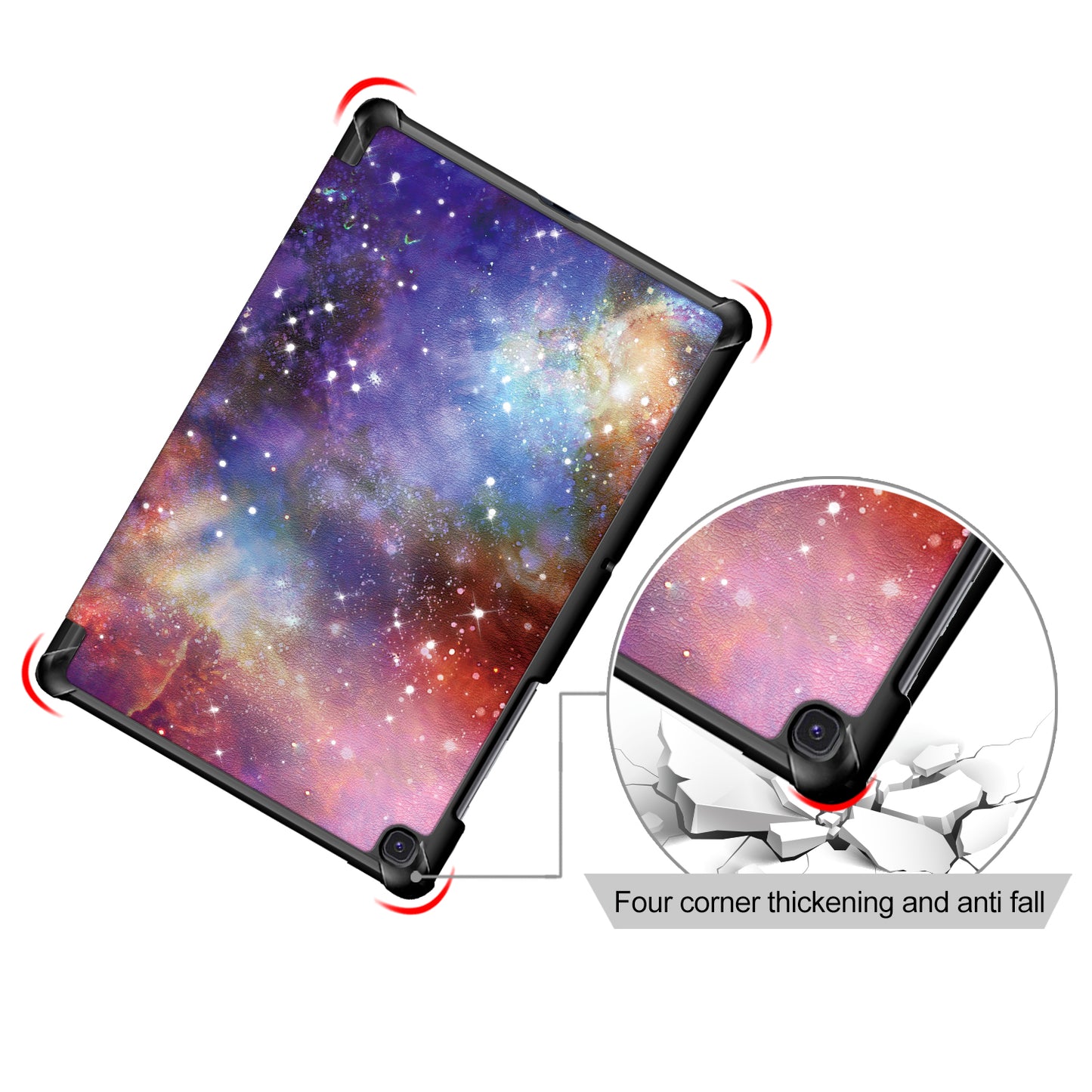 PU Leather Smart Case for Samsung Galaxy Tab S5e SM-T720/SM-T725 Pattern Printing Tri-fold Stand Tablet Cover