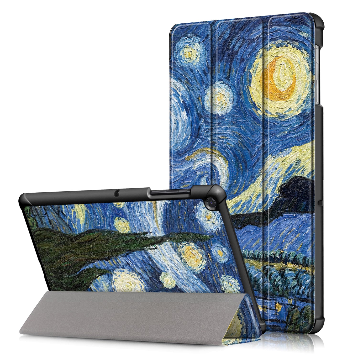 PU Leather Smart Case for Samsung Galaxy Tab S5e SM-T720/SM-T725 Pattern Printing Tri-fold Stand Tablet Cover