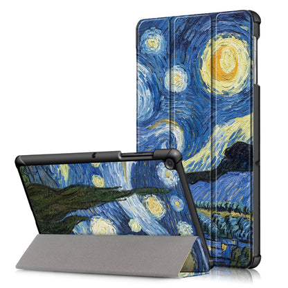 PU Leather Smart Case for Samsung Galaxy Tab S5e SM-T720/SM-T725 Pattern Printing Tri-fold Stand Tablet Cover
