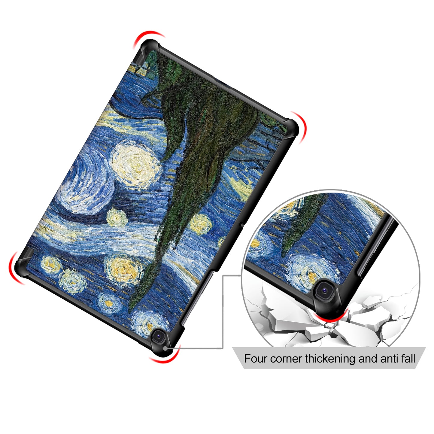 PU Leather Smart Case for Samsung Galaxy Tab S5e SM-T720/SM-T725 Pattern Printing Tri-fold Stand Tablet Cover