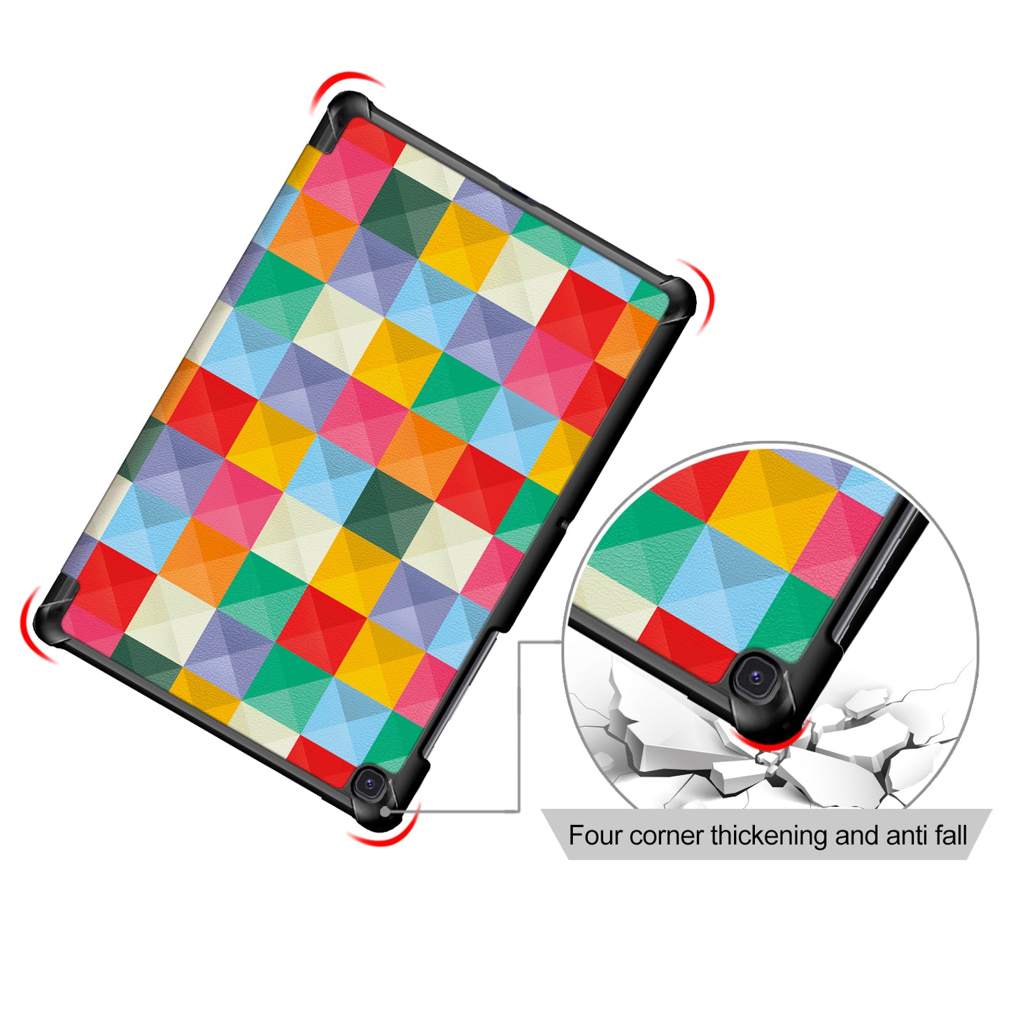 PU Leather Smart Case for Samsung Galaxy Tab S5e SM-T720/SM-T725 Pattern Printing Tri-fold Stand Tablet Cover
