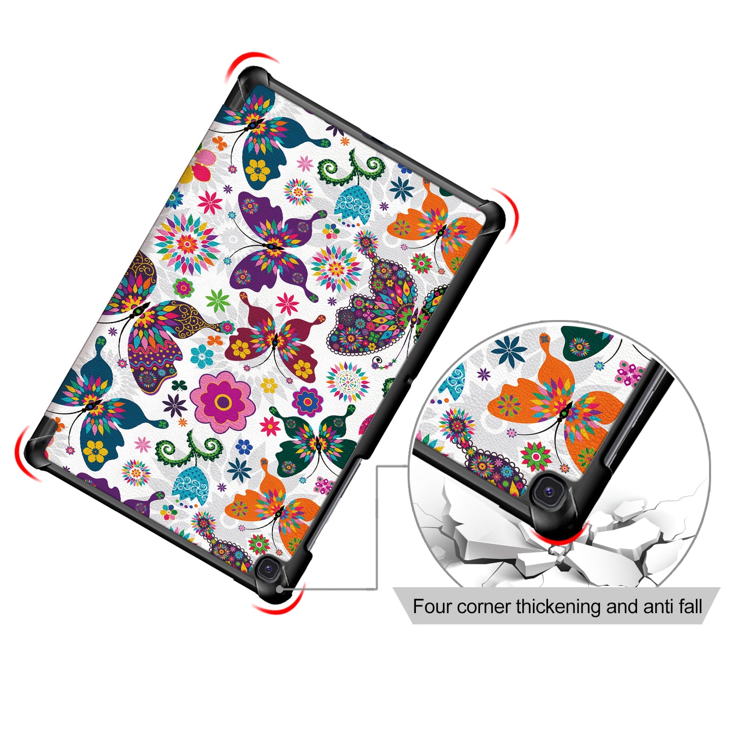 PU Leather Smart Case for Samsung Galaxy Tab S5e SM-T720/SM-T725 Pattern Printing Tri-fold Stand Tablet Cover