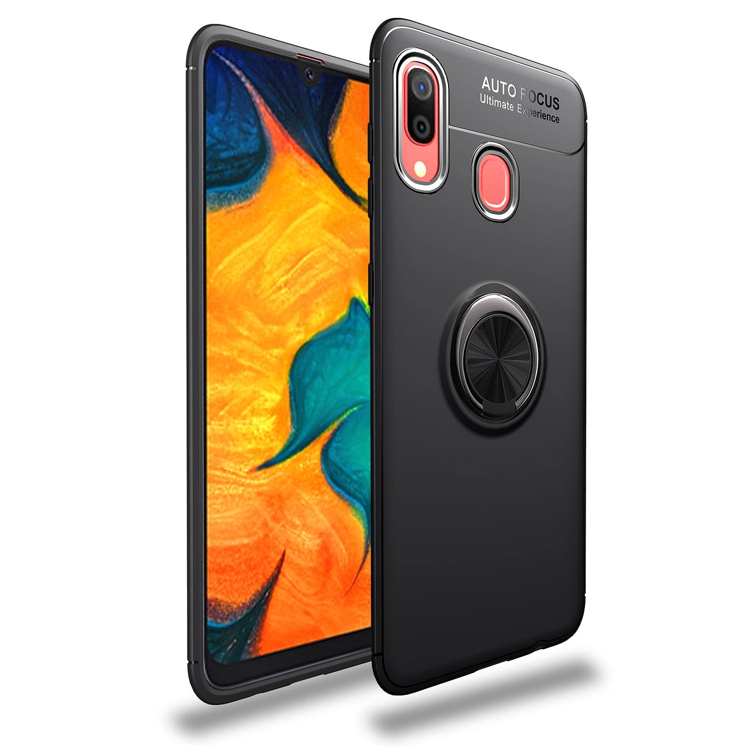 LENUO Metal Ring Bracket TPU Phone Case for Samsung Galaxy A40 Built-in Magnetic Metal Sheet