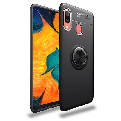 LENUO Metal Ring Bracket TPU Phone Case for Samsung Galaxy A40 Built-in Magnetic Metal Sheet