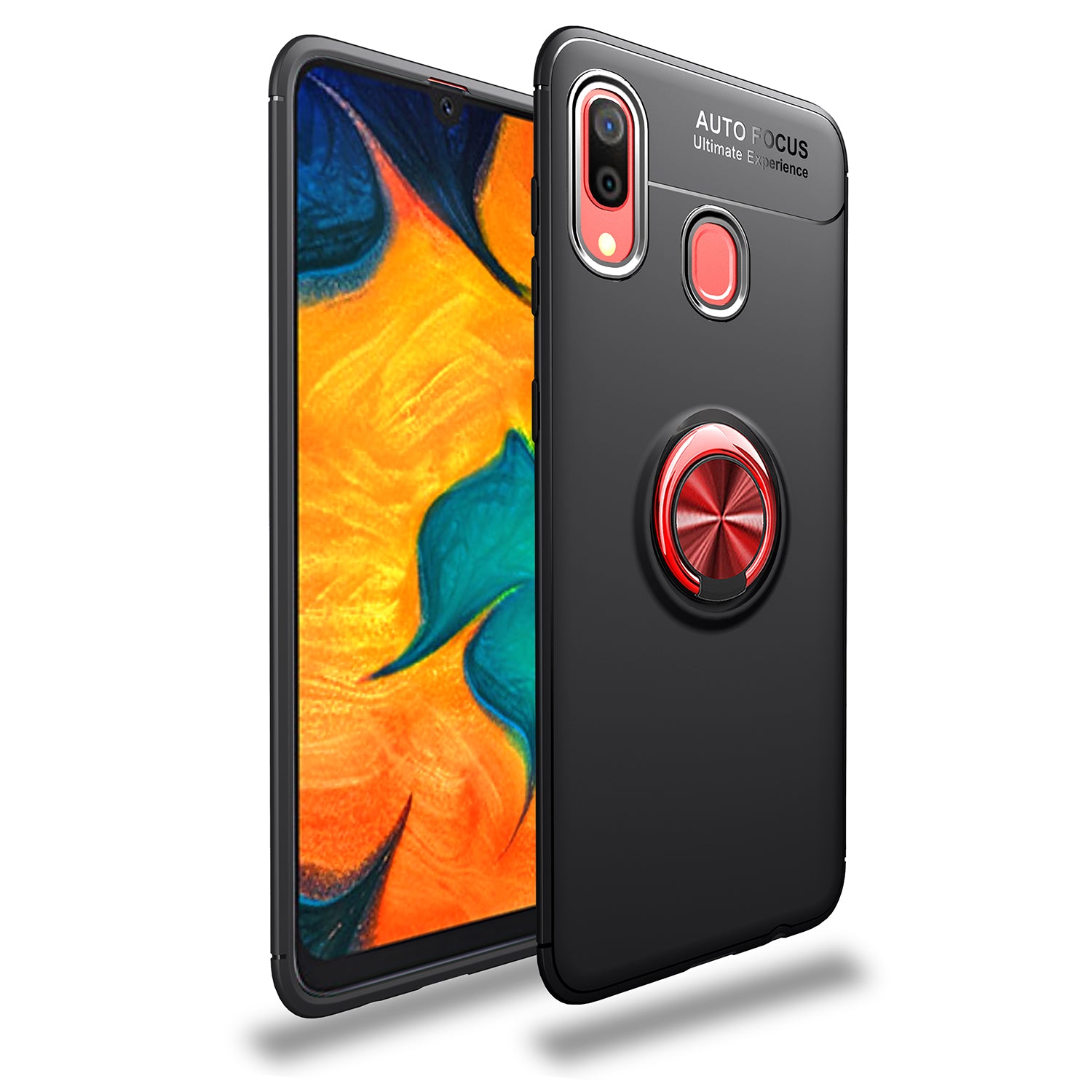 LENUO Metal Ring Bracket TPU Phone Case for Samsung Galaxy A40 Built-in Magnetic Metal Sheet