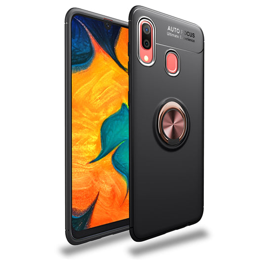 LENUO Metal Ring Bracket TPU Phone Case for Samsung Galaxy A40 Built-in Magnetic Metal Sheet