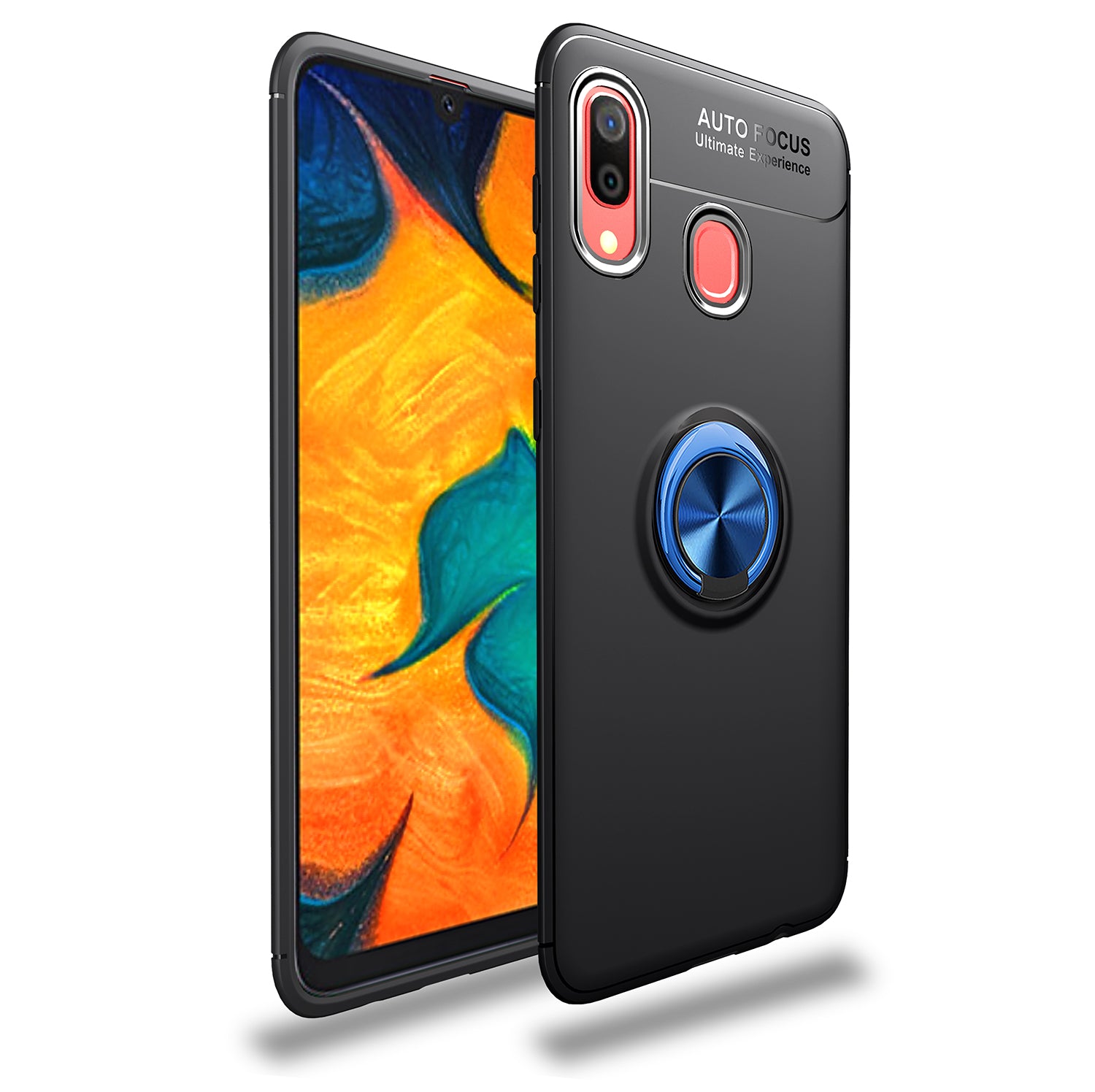 LENUO Metal Ring Bracket TPU Phone Case for Samsung Galaxy A40 Built-in Magnetic Metal Sheet