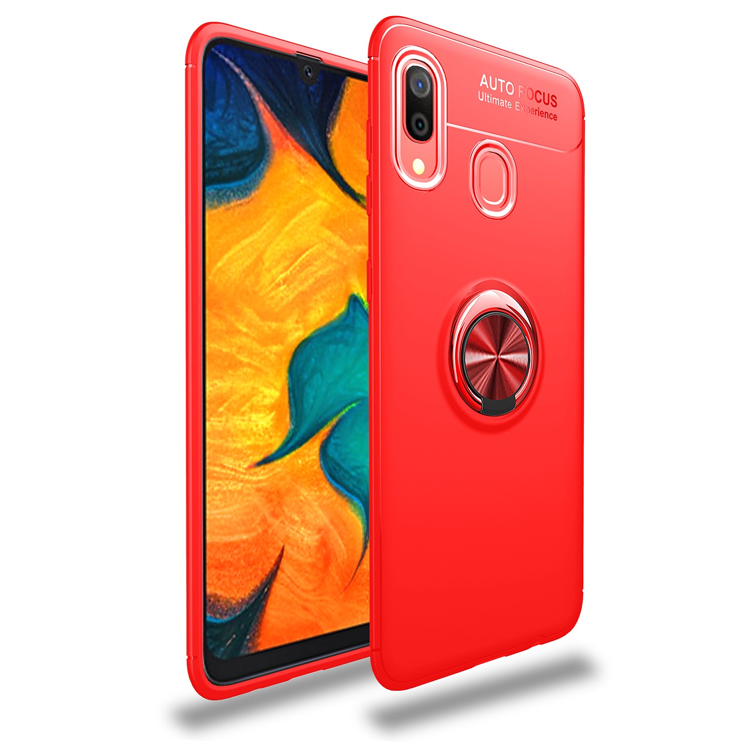 LENUO Metal Ring Bracket TPU Phone Case for Samsung Galaxy A40 Built-in Magnetic Metal Sheet