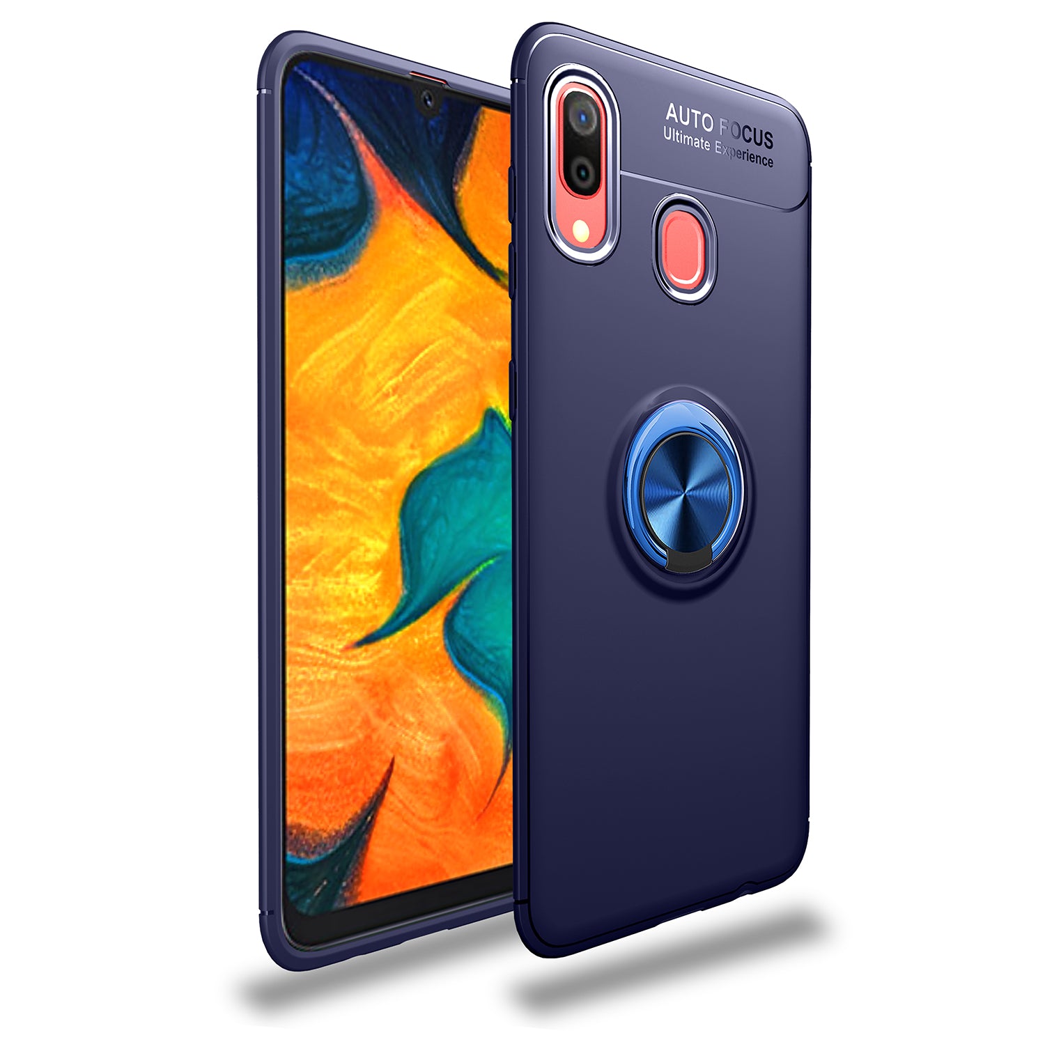 LENUO Metal Ring Bracket TPU Phone Case for Samsung Galaxy A40 Built-in Magnetic Metal Sheet