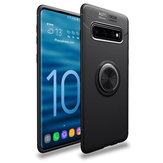 LENUO Metal Ring Kickstand TPU Cover for Samsung Galaxy S10 Plus Built-in Magnetic Metal Sheet