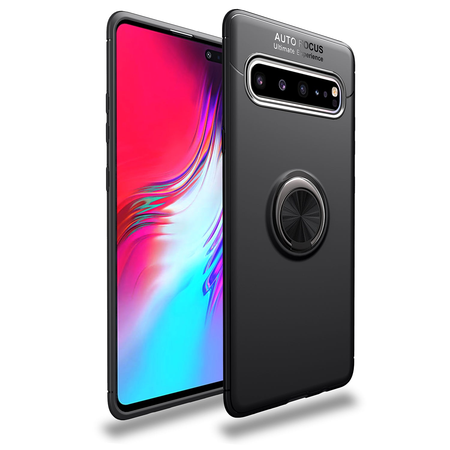 LENUO Metal Ring Bracket TPU Phone Cover for Samsung Galaxy S10 5G Built-in Magnetic Metal Sheet